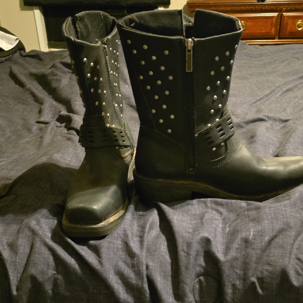 Harley-Davidson Black Combat Moto Boots with Studded Details